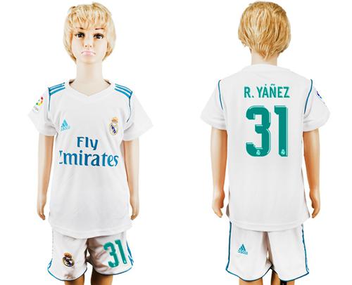 Real Madrid #31 R.Yanez White Home Kid Soccer Club Jersey - Click Image to Close